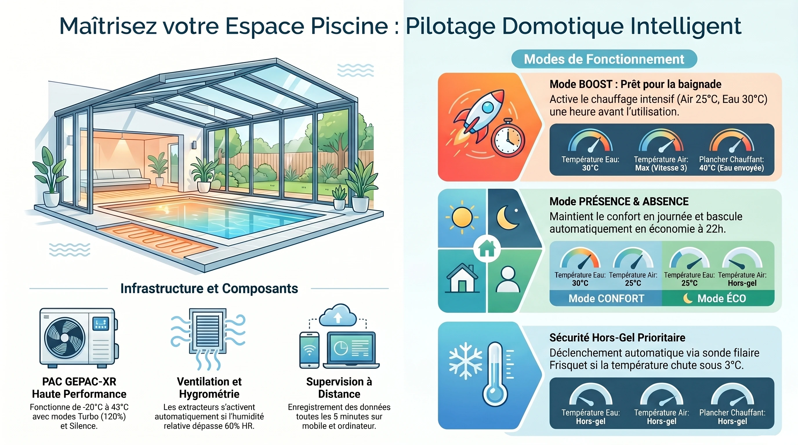 Architecture du pilotage intégré piscine, véranda et pool house — Home Assistant